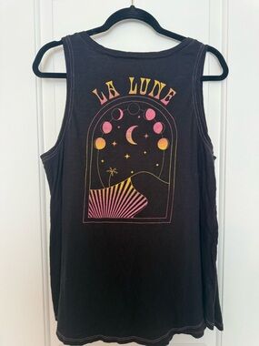torrid Black Tank Top with Pink and Yellow 'La Lune' Graphic